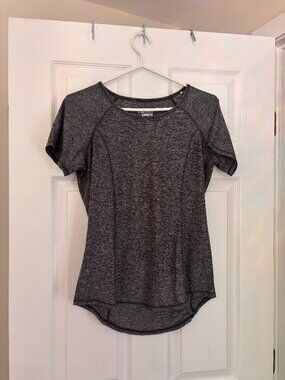 Heathered Grey Performance Running Shirt/Moisture-Wicking Athletic Tee (Medium)